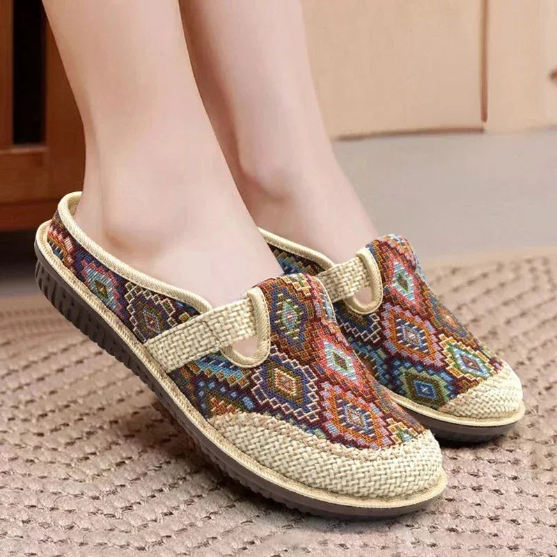 Selena™ | Ethnic Embroidered Linen Shoes for Women