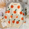 Women's Cozy Cartoon Knit Sweater – Retro Korean Style