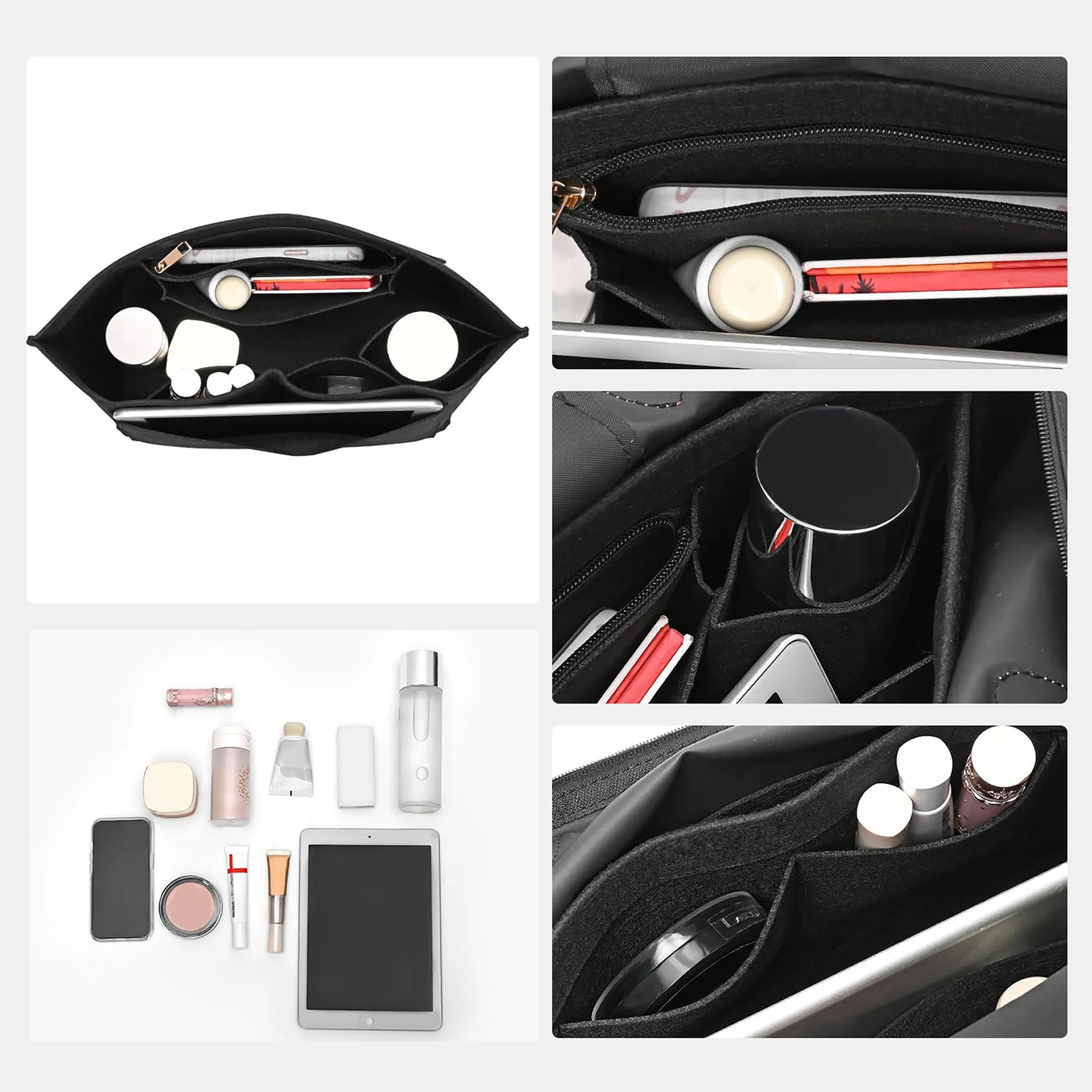 Rose | Felt insert organiser for Longchamp handbags