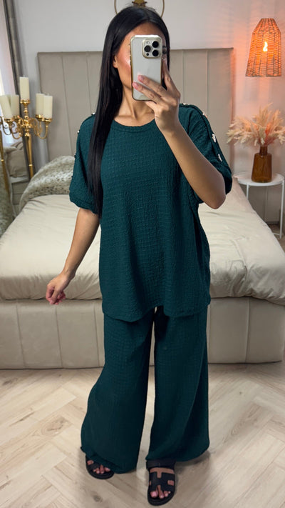 Textured™ | Oversized Viscose Set Golden Buttons