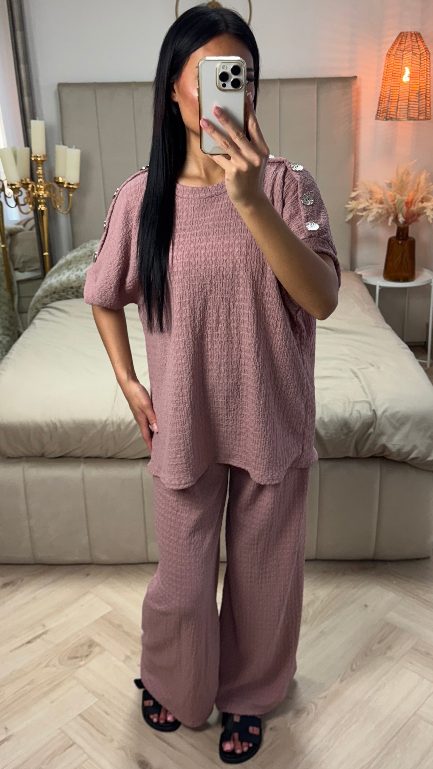 Textured™ | Oversized Viscose Set Golden Buttons