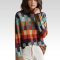 Women's Checkered Knit Sweater – Winter Jumper