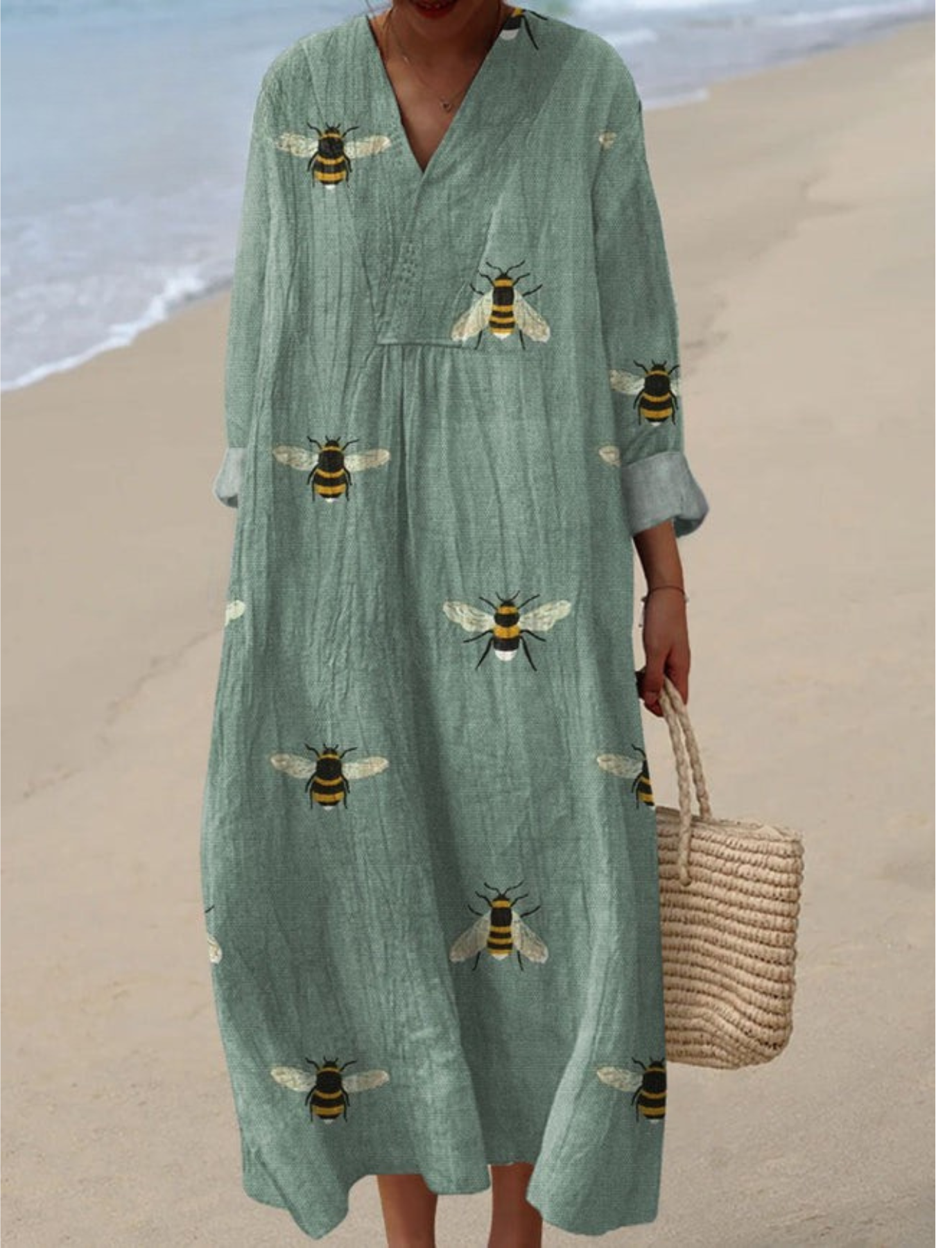 Women's™ | Funny Bee Art Print Casual 100% Cotton Wide Leg Jumpsuit