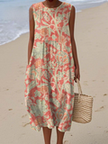 Women's Vintage Floral Wrap Dress – Cotton Pocket Design