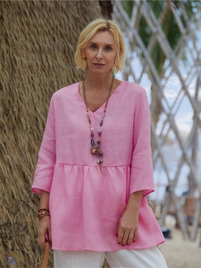 Women’s™ | 100% Linen V-neck Shirt