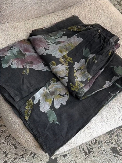Women's™ | Vintage Floral Print Casual Cotton and Linen Pants