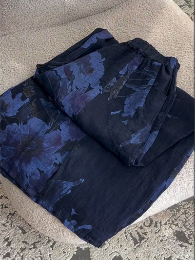 Women's™ | Vintage Floral Print Casual Cotton and Linen Pants
