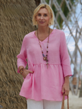 Women's 100% Linen V-Neck Shirt – Breathable