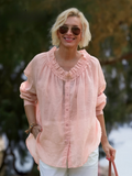Women's Linen Shirt Blouse – Breathable Button-Down