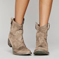 Women's Vintage Cowboy Ankle Boots – Leather Western
