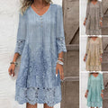 Women's Elegant Lace Dress – A-Line Half-Neckline