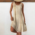 Women's Elegant Striped Patchwork Summer Dress – O-Neck