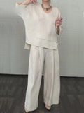 Women's Casual Irregular Cotton Linen Shirt Pants Suit