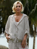 Women's Casual Hooded Linen Jacket – Breathable Relaxed Fit