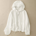 Women's Linen Hooded Button-Up Shirt – Breathable