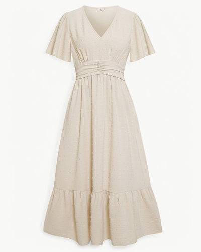 Clara | V-neck Maxi Dress with Short Sleeves – Light and Stylish