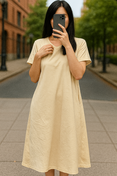 Olivia™ | Short Sleeve Flowing Maxi Dress in Soft Viscose Blend