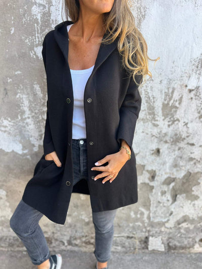 Jade | Casual single-breasted hooded jacket