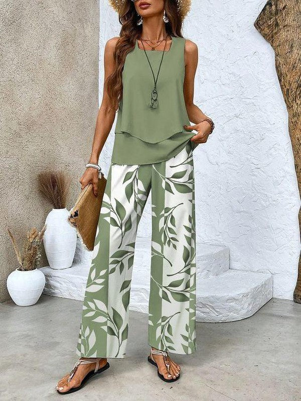 Layla™ | Sleeveless Top With Floral Pants Set