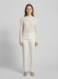Cashmere Wool Blend Crochet Round Neck Pullover