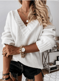 Women's V-Neck Knit Jumper – Relaxed Winter Sweater