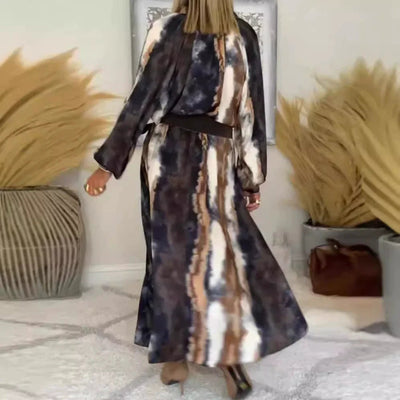 Rhea | Elegant Tie-Dye Print Maxi Dress