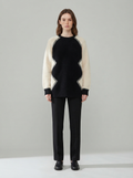 Colour Block Cashmere Polo Neck Knit Top