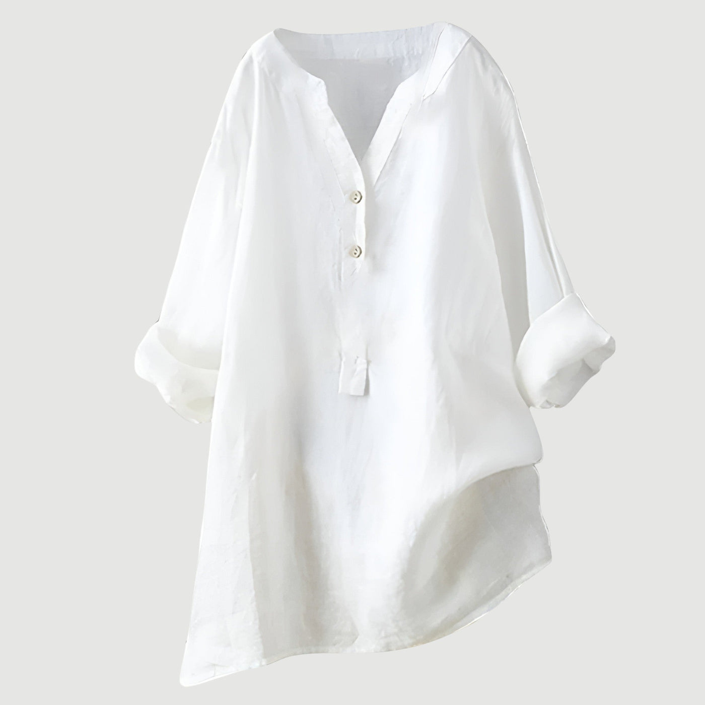 Darlene™ | Cotton Linen V-Neck Long Sleeve Blouse