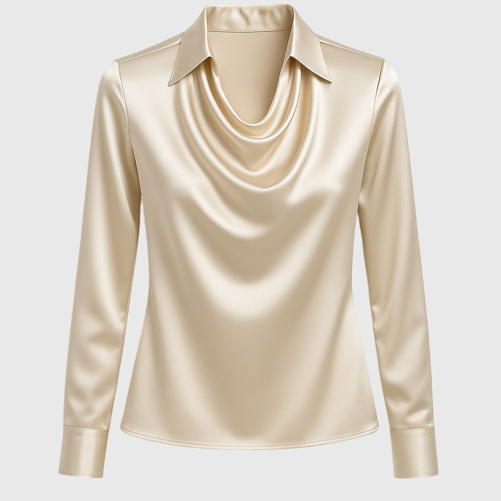 Evie™ | Autumn Satin Vintage Long Sleeve Blouse