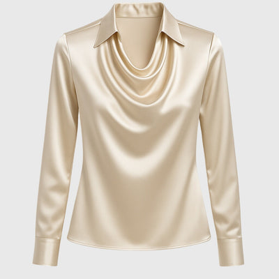 Evie™ | Autumn Satin Vintage Long Sleeve Blouse