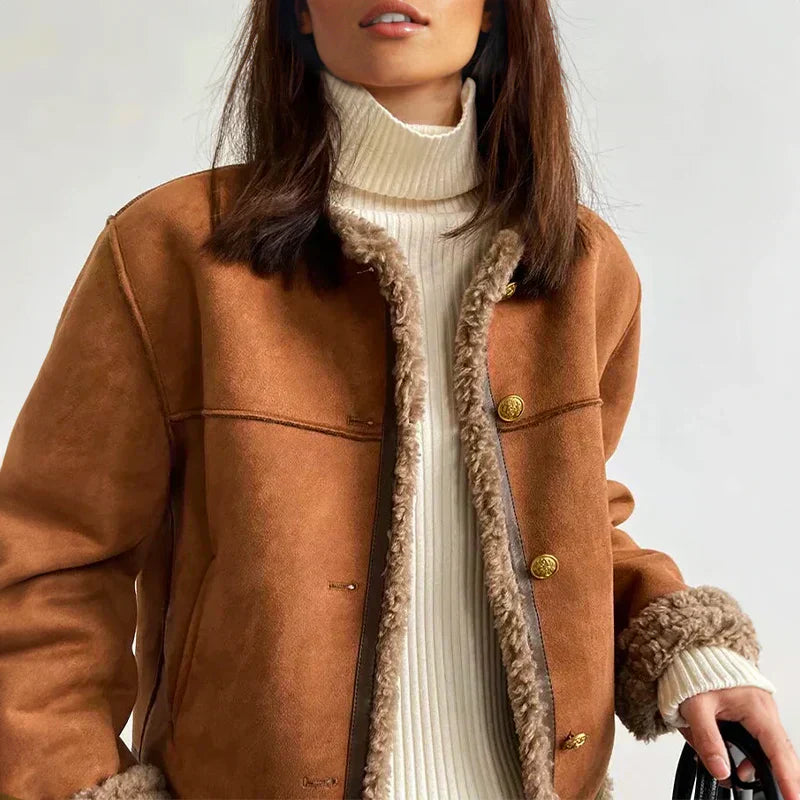 Isabelle™ – Genuine Sheepskin Buttoned Jacket