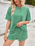 Women's Two-Piece Loungewear Set – Short Sleeve Top & Shorts