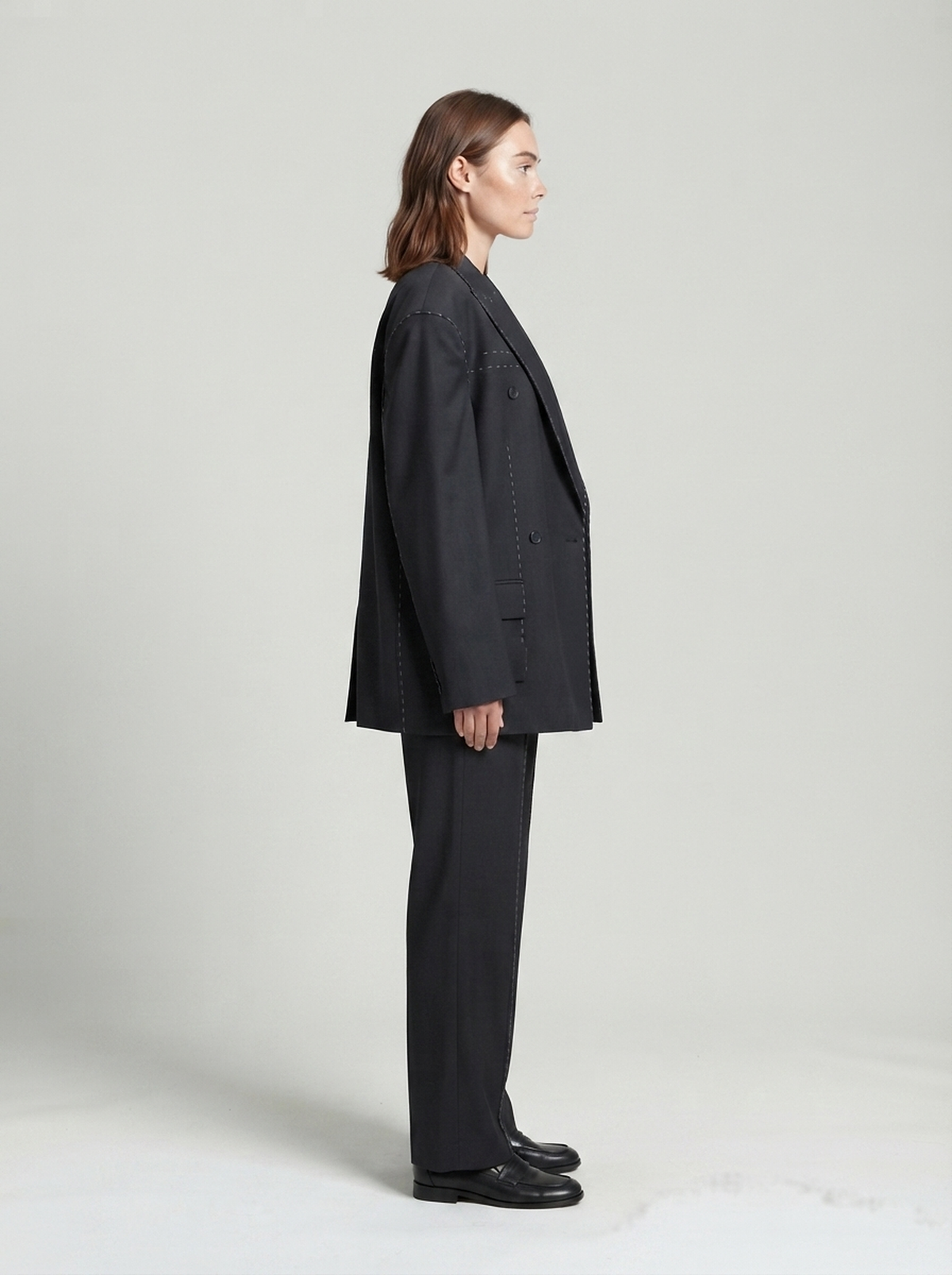 Double-Breasted Blazer and Straight Trouser Set - side view