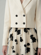 Double-Breasted Jacket and Mesh Dress Set - fabric detail view