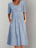 Women's Striped Midi Dress – Cotton Casual Style