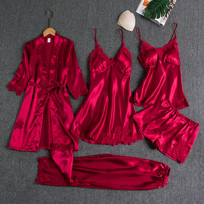 Kiara | 5-Piece Ice Silk Sleepwear Set