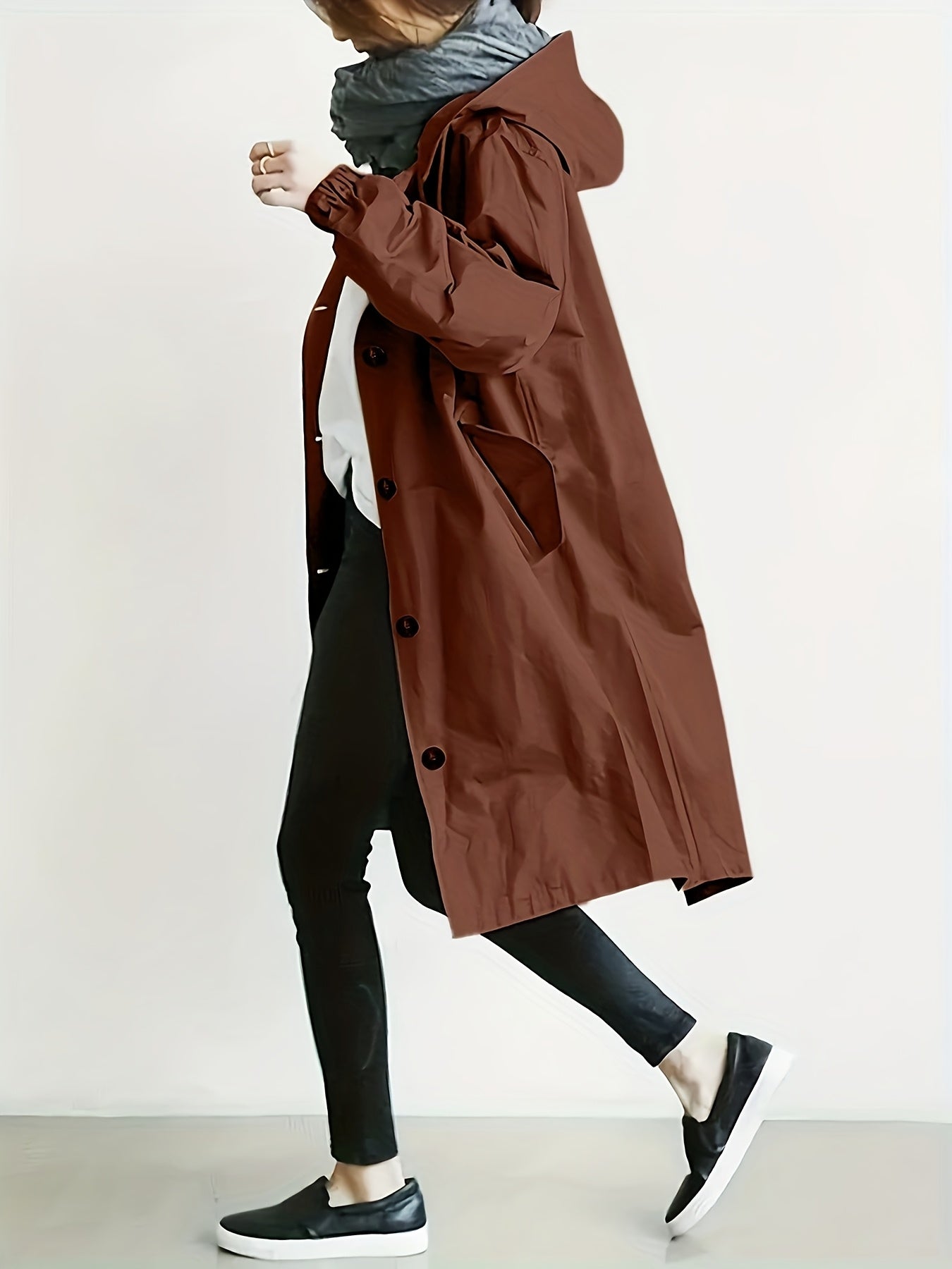 Daphne | Buttoned Hoodie Trench Coat