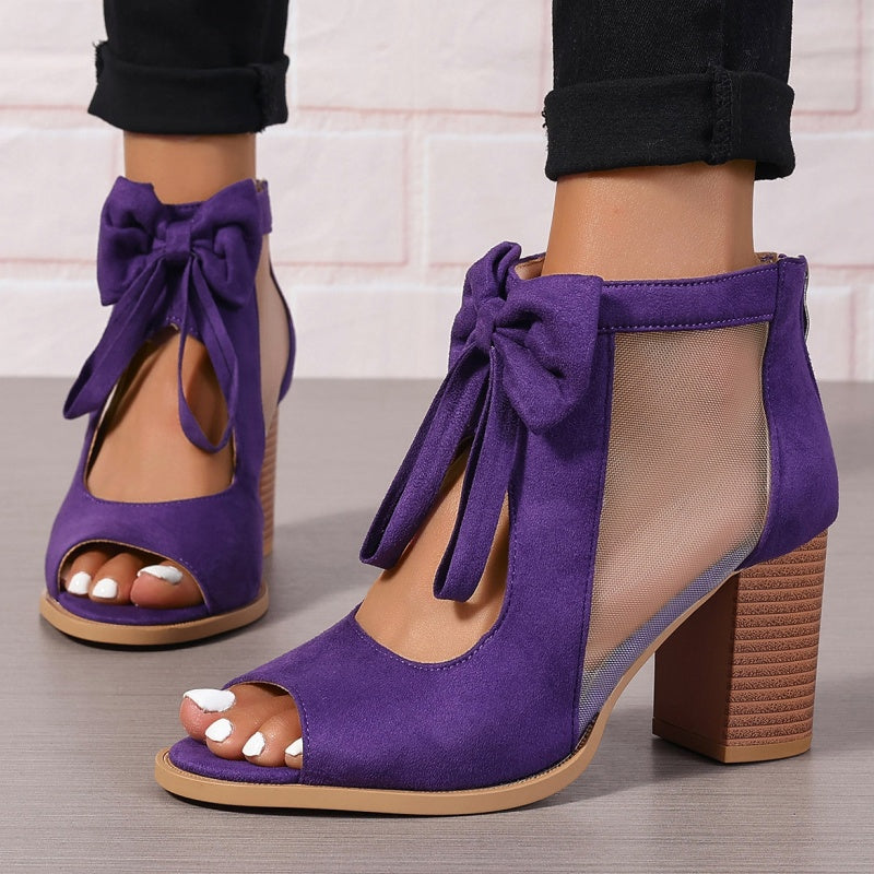 Talia | Chunky Heel Open-Toe Sandals with Bow Detail