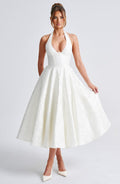 Women's Backless Evening Dress – Pleated Bodycon