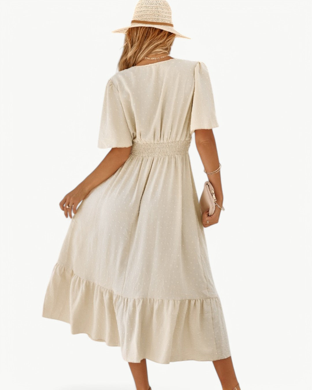 Clara | V-neck Maxi Dress with Short Sleeves – Light and Stylish
