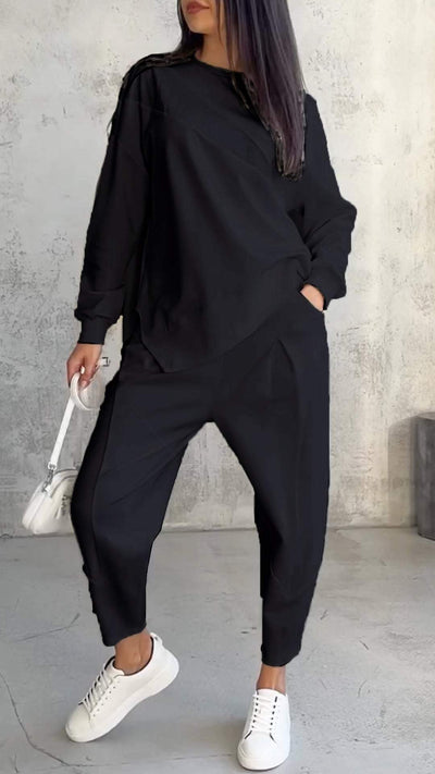 Imogen™ | Casual round Neck Long Sleeve with Pants Set