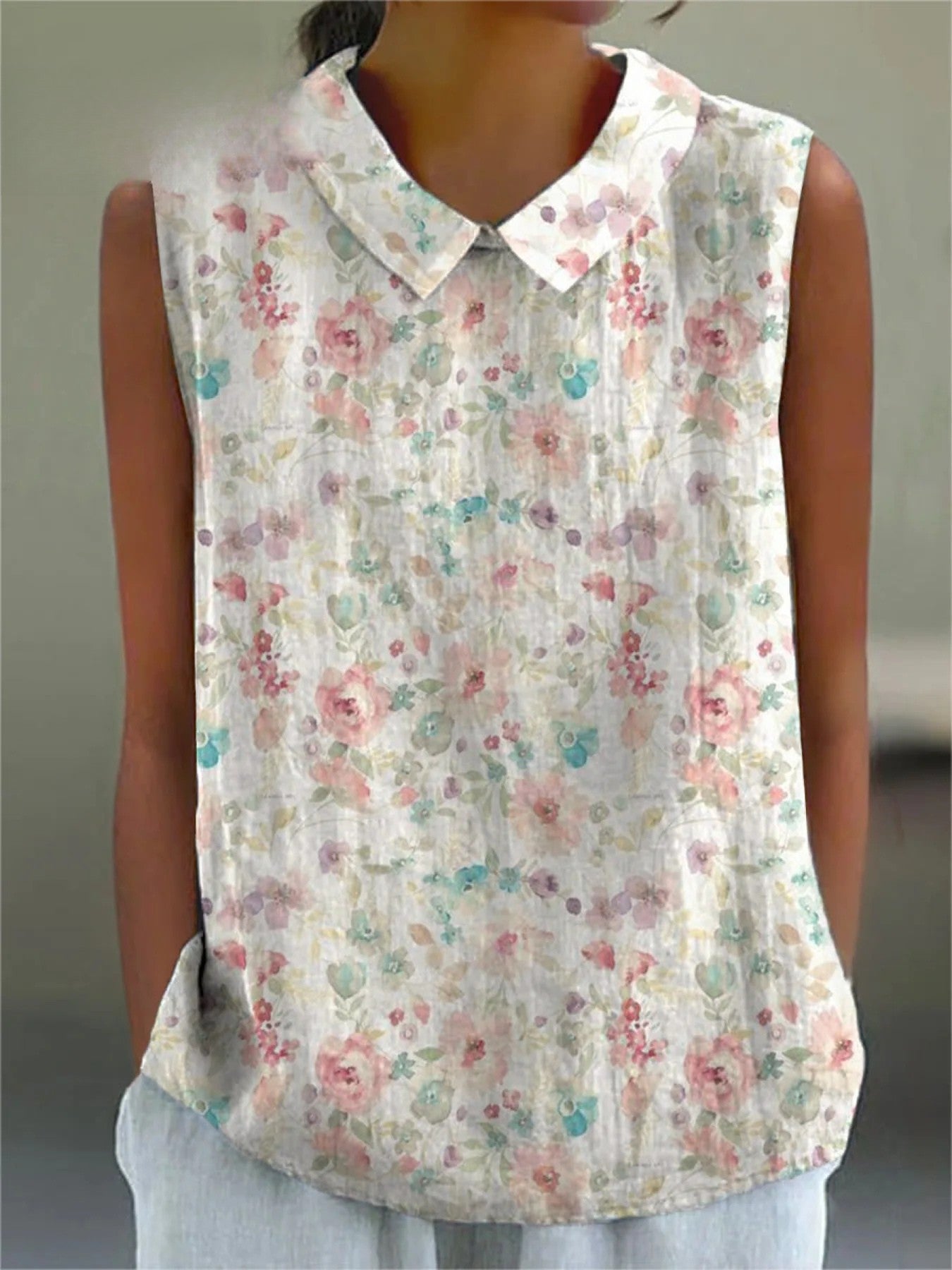 Women’s™ | Vintage  Print Casual Cotton And Linen Shirt