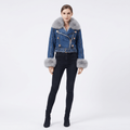 Women's Luxe Lined Fox Fur Denim Coat – Premium Style