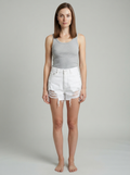High-Waist Denim Shorts — White
