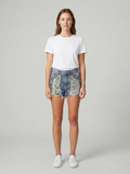 High-Waist Distressed Denim Shorts