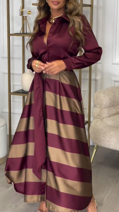 Farrah | Unique V-Neck Long Sleeve Maxi Dress