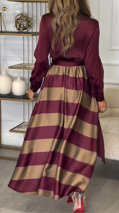 Farrah | Unique V-Neck Long Sleeve Maxi Dress