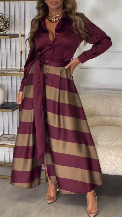 Farrah | Unique V-Neck Long Sleeve Maxi Dress