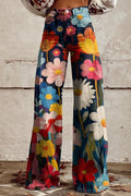 Women's Boho Vintage Pants – High-Waisted Wide Leg