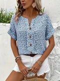 Women's Elegant Floral Print Blouse – Button Detail Shirt